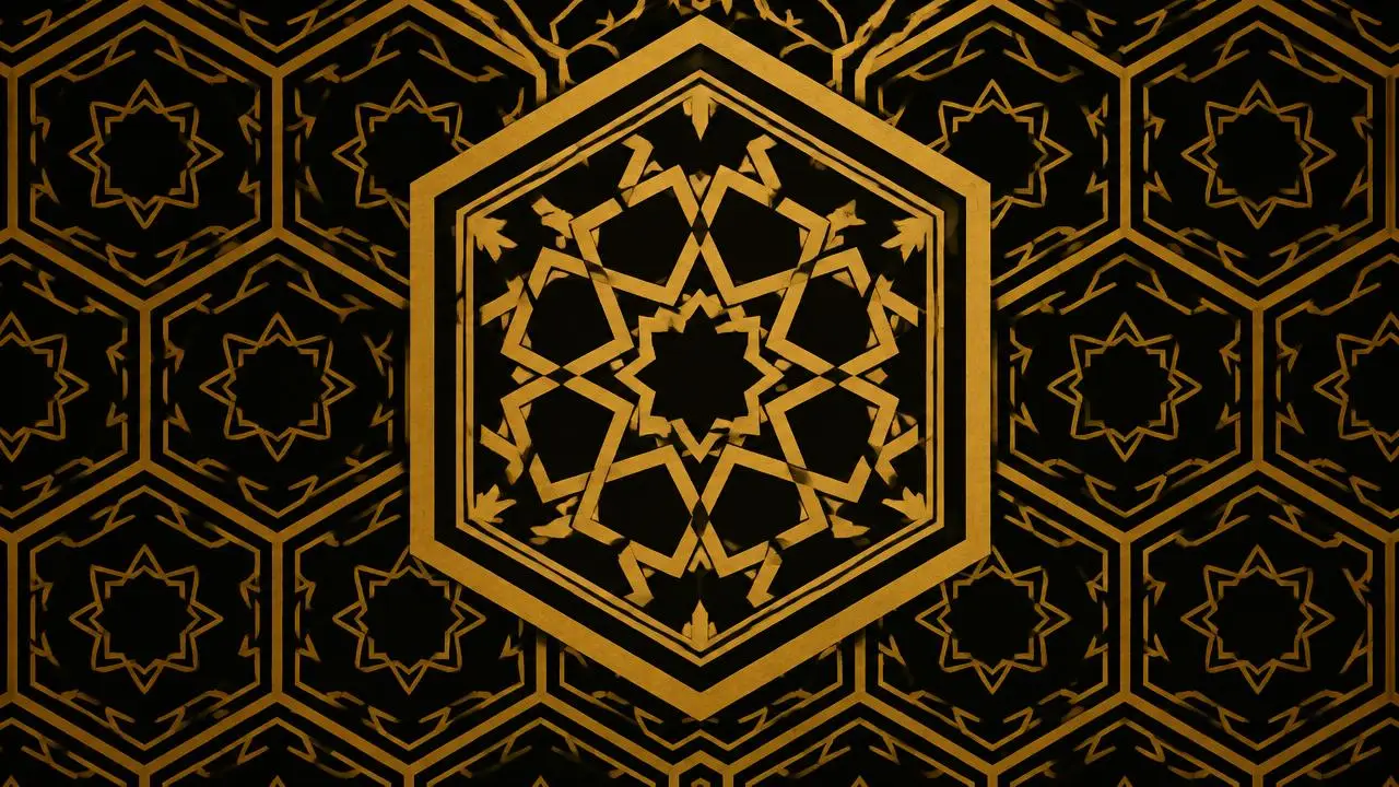 Abstract gold Islamic geometric pattern illustrating Safety